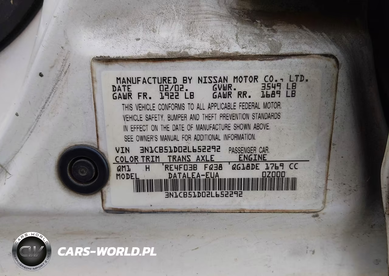 2002 Nissan Sentra Gxe VIN:3N1CB51D02L652292 - 9