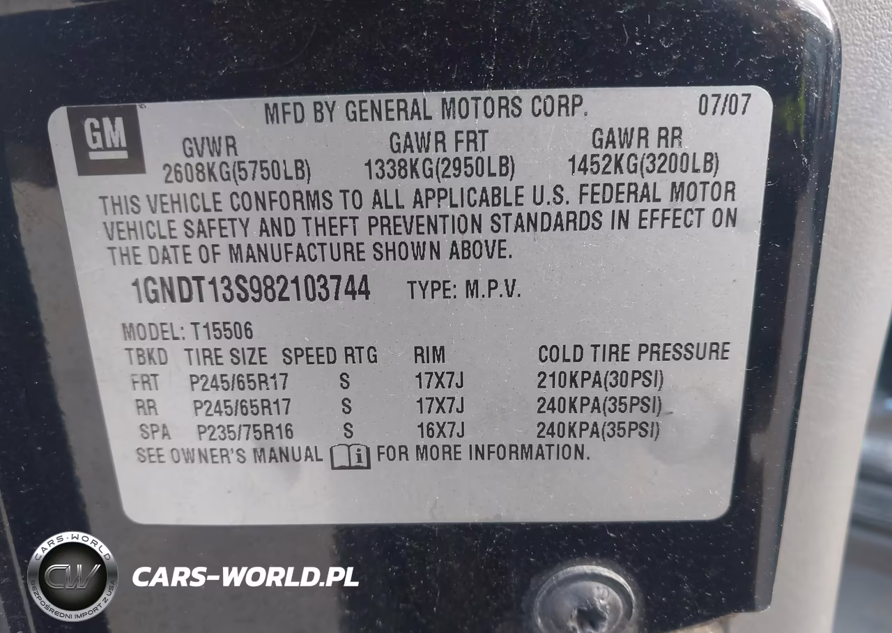 2008 Chevrolet Trailblazer Fleet VIN:1GNDT13S982103744 - 9
