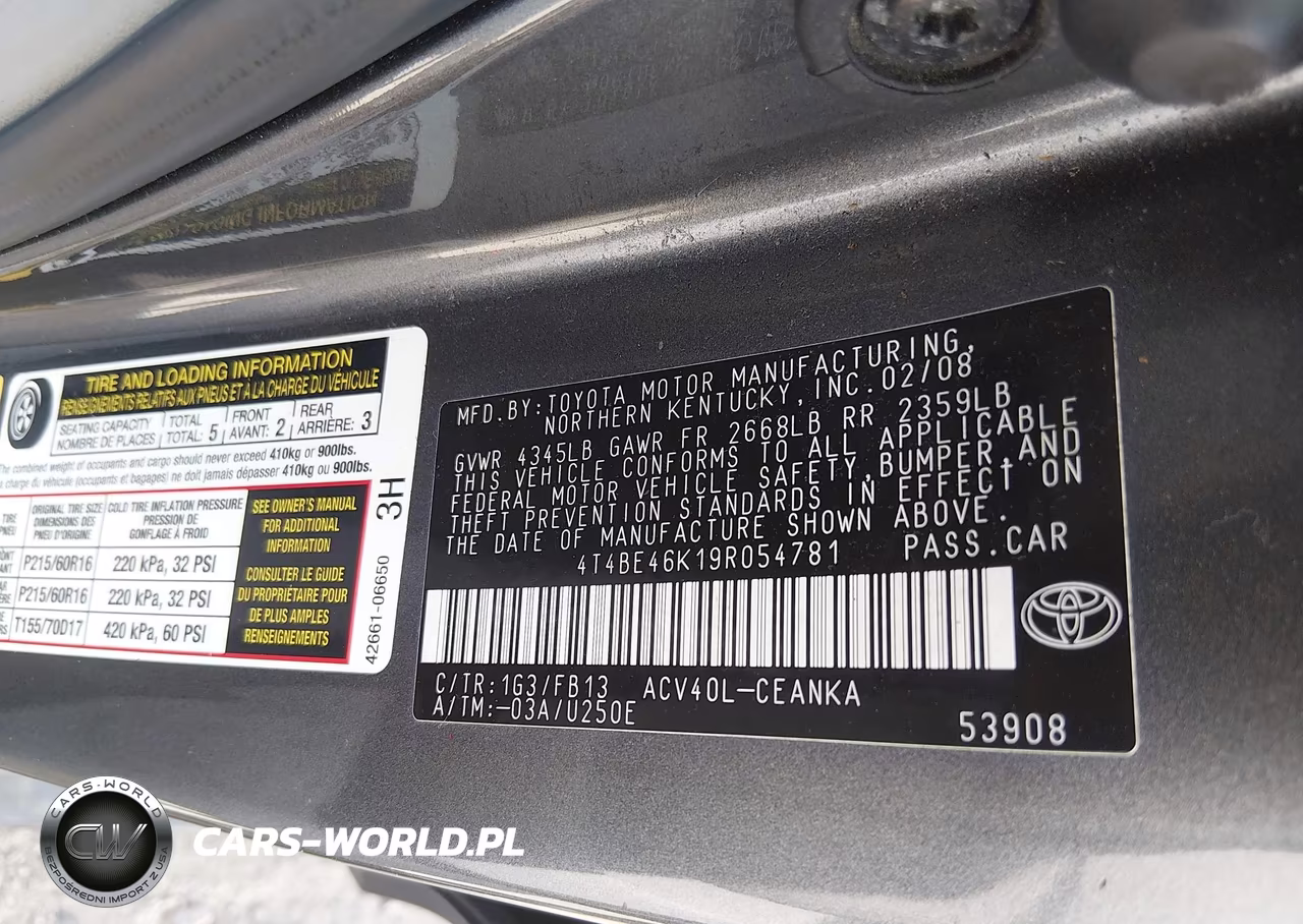 2009 Toyota Camry Le VIN:4T4BE46K19R054781 - 9