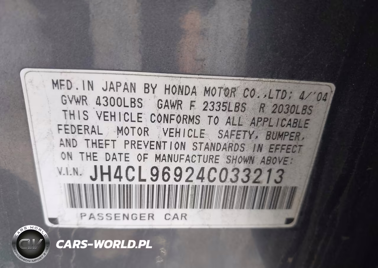 2004 Acura Tsx VIN:JH4CL96924C033213 - 9