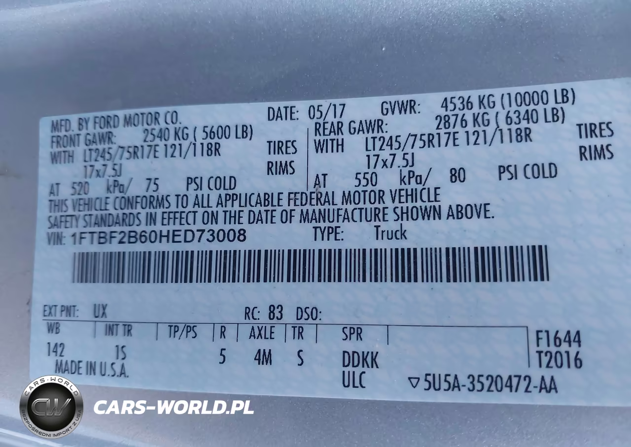 2017 Ford F-250 Xl VIN:1FTBF2B60HED73008 - 9