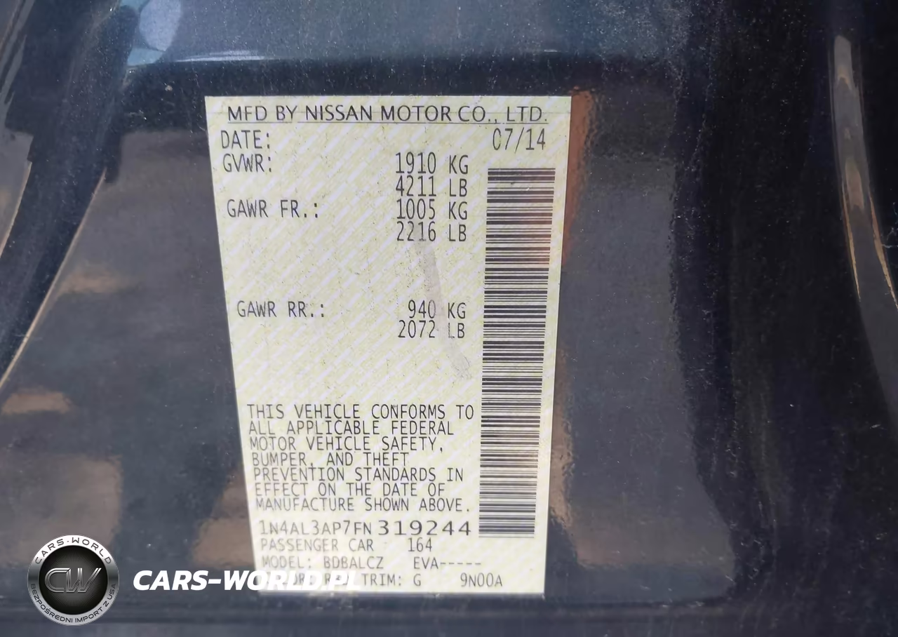 2015 Nissan Altima 2.5 S VIN:1N4AL3AP7FN319244 - 9