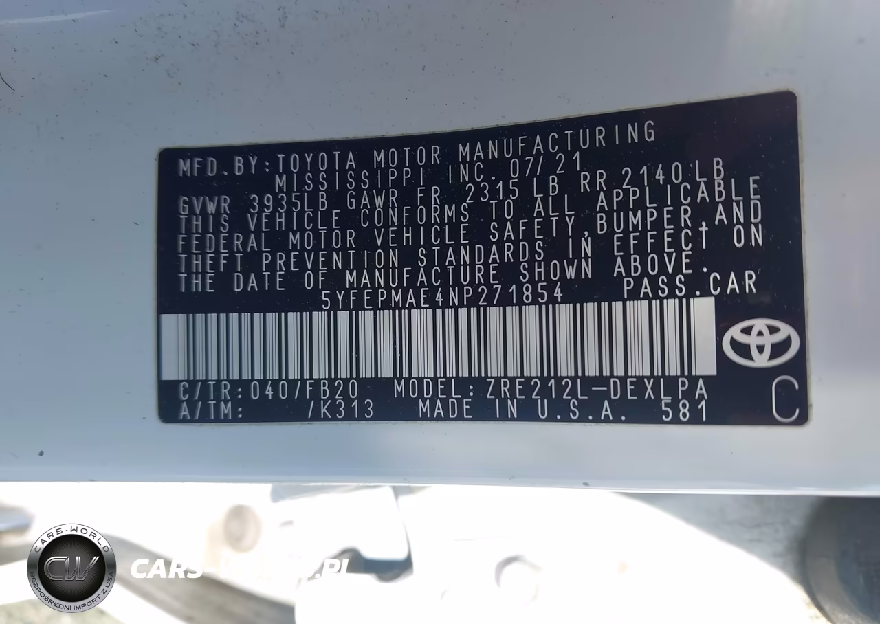 2022 Toyota Corolla Le VIN:5YFEPMAE4NP271854 - 9