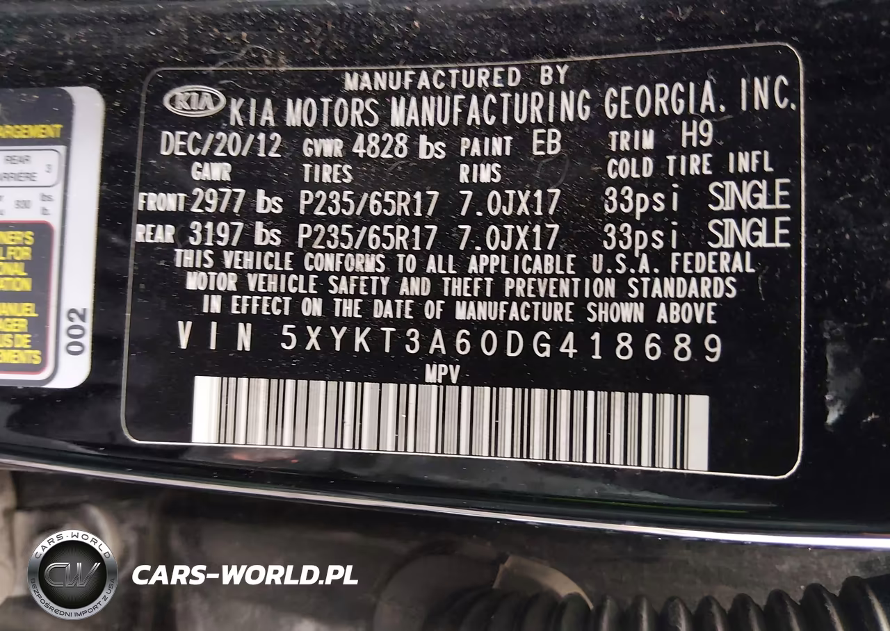 2013 Kia Sorento Lx VIN:5XYKT3A60DG418689 - 9
