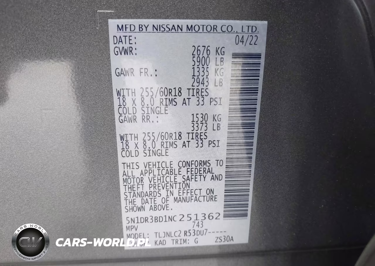 2022 Nissan Pathfinder Sv 4Wd VIN:5N1DR3BD1NC251362 - 9