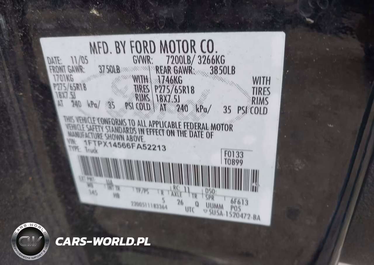 2006 Ford F-150 Fx4-Lariat-Xl-Xlt VIN:1FTPX14566FA52213 - 9