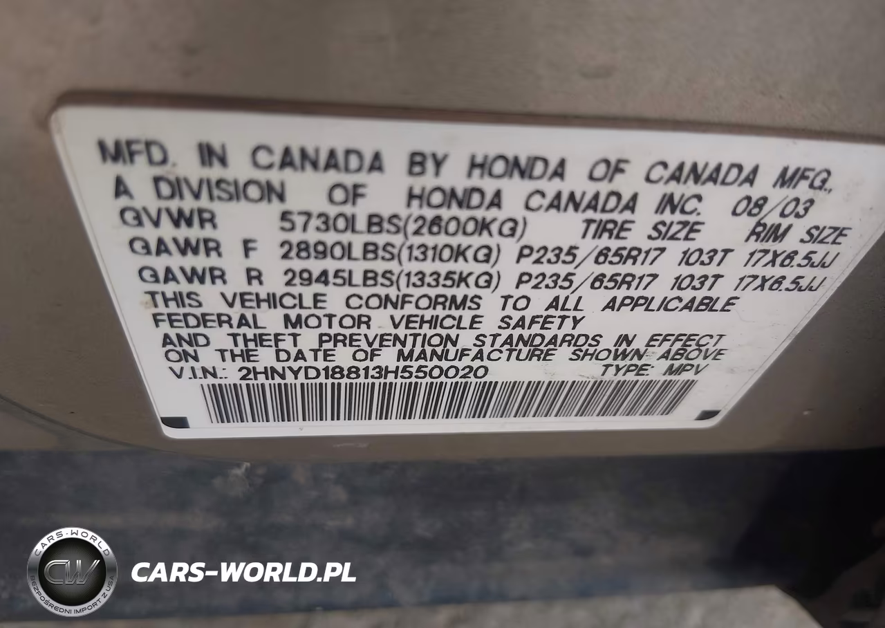 2003 Acura Mdx VIN:2HNYD18813H550020 - 9