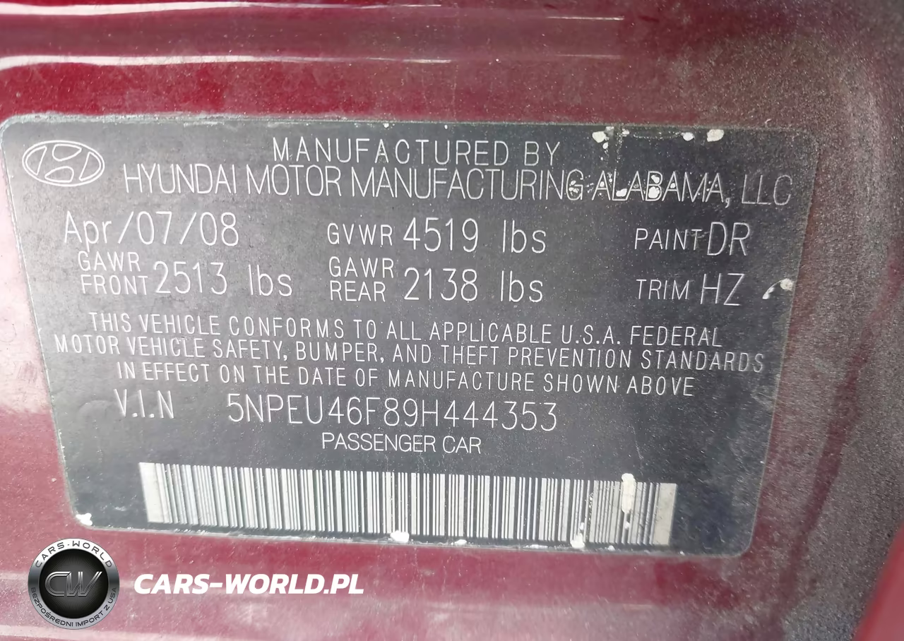 2009 Hyundai Sonata Se V6 VIN:5NPEU46F89H444353 - 9
