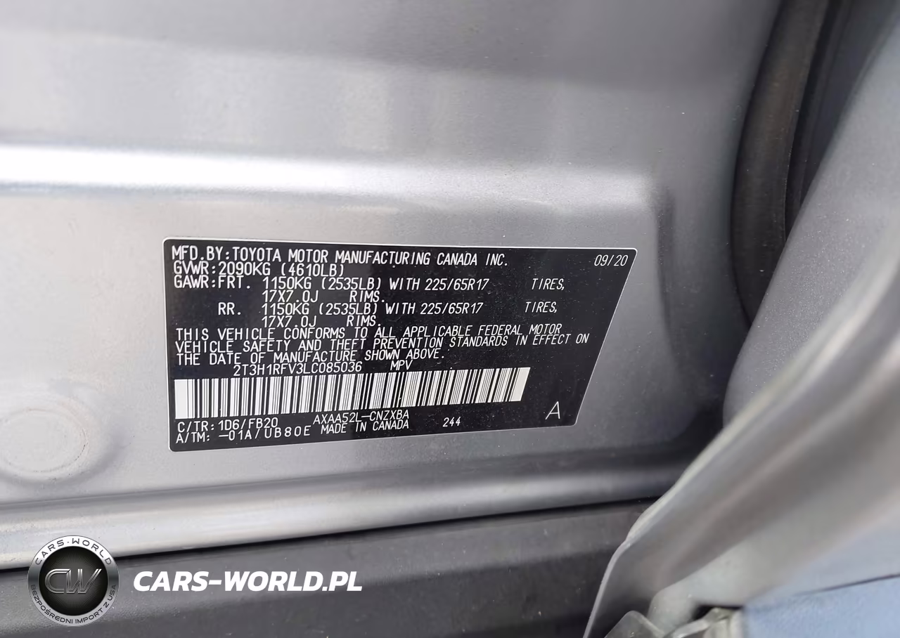 2020 Toyota Rav4 Le VIN:2T3H1RFV3LC085036 - 9