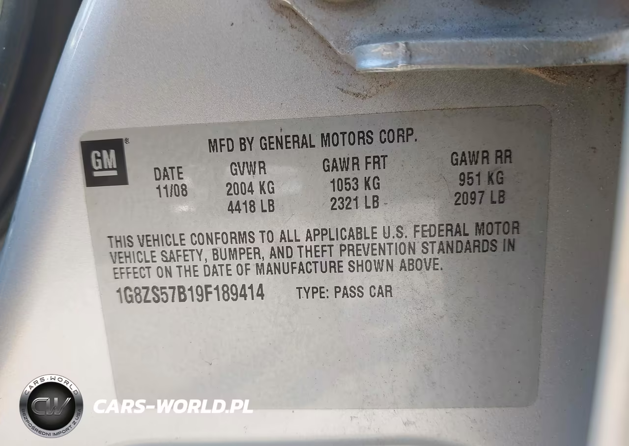 2009 Saturn Aura Xe VIN:1G8ZS57B19F189414 - 9