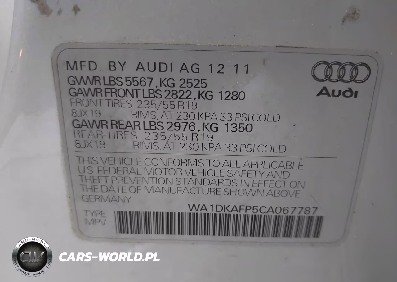2012 Audi Q5 3.2 Premium Plus VIN:WA1DKAFP5CA067787 - 9