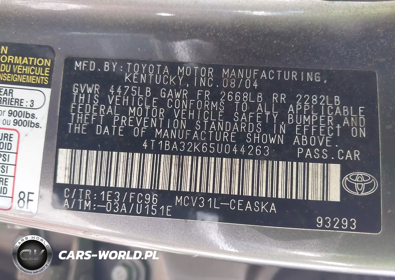 2005 Toyota Camry Se V6 VIN:4T1BA32K65U044263 - 9