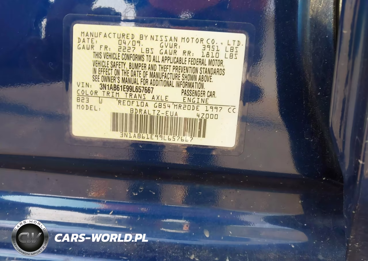 2009 Nissan Sentra 2.0S VIN:3N1AB61E99L657667 - 9