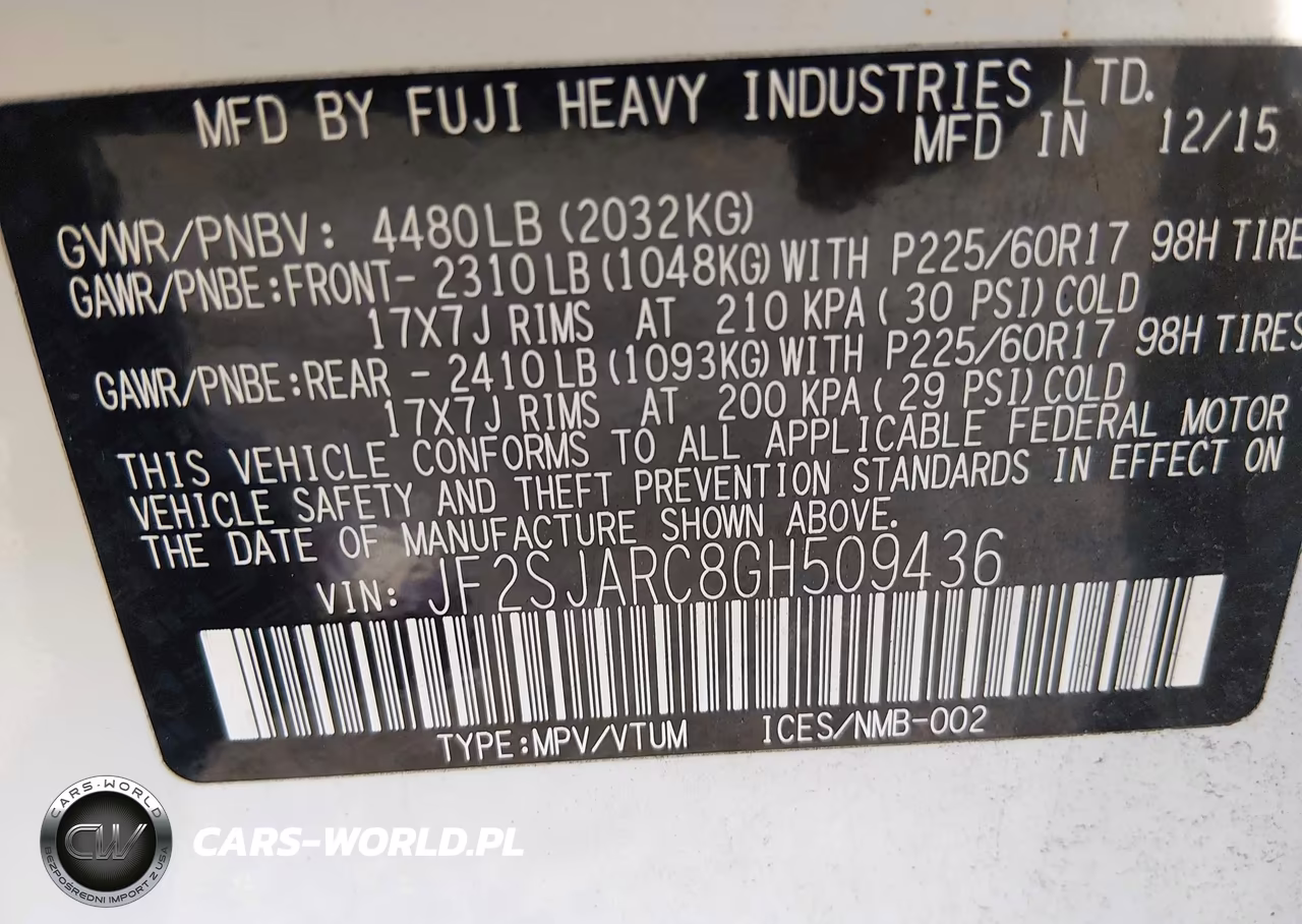 2016 Subaru Forester 2.5I Limited VIN:JF2SJARC8GH509436 - 9