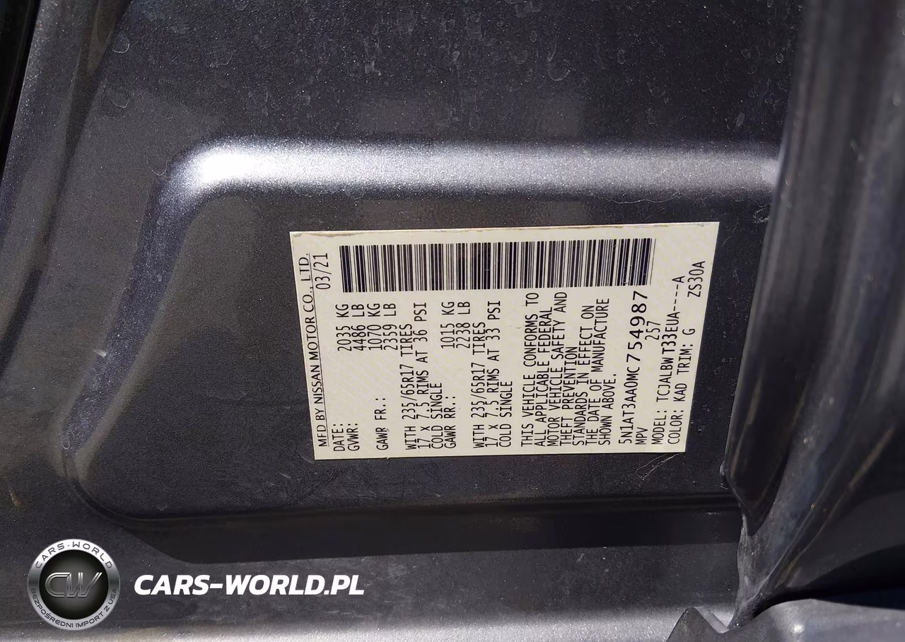 2021 Nissan Rogue S Fwd VIN:5N1AT3AA0MC754987 - 9