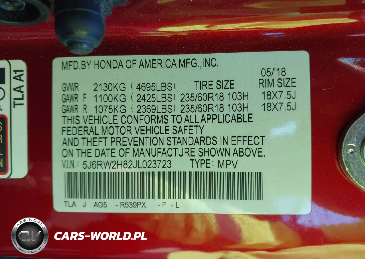 2018 Honda Cr-V Ex-L-Ex-L Navi VIN:5J6RW2H82JL023723 - 9