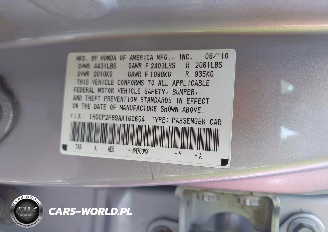 2010 Honda Accord 2.4 Ex-L VIN:1HGCP2F89AA160604 - 9