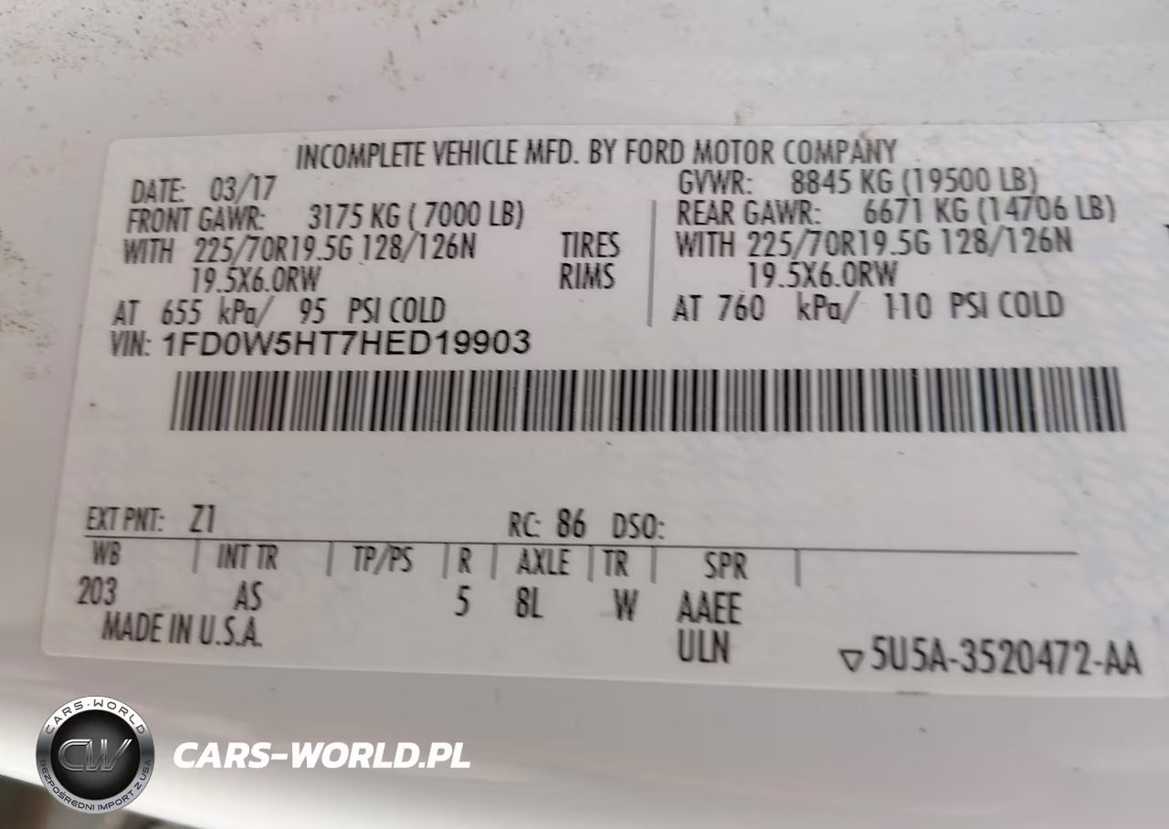 2017 Ford F-550 Chassis Xl VIN:1FD0W5HT7HED19903 - 8