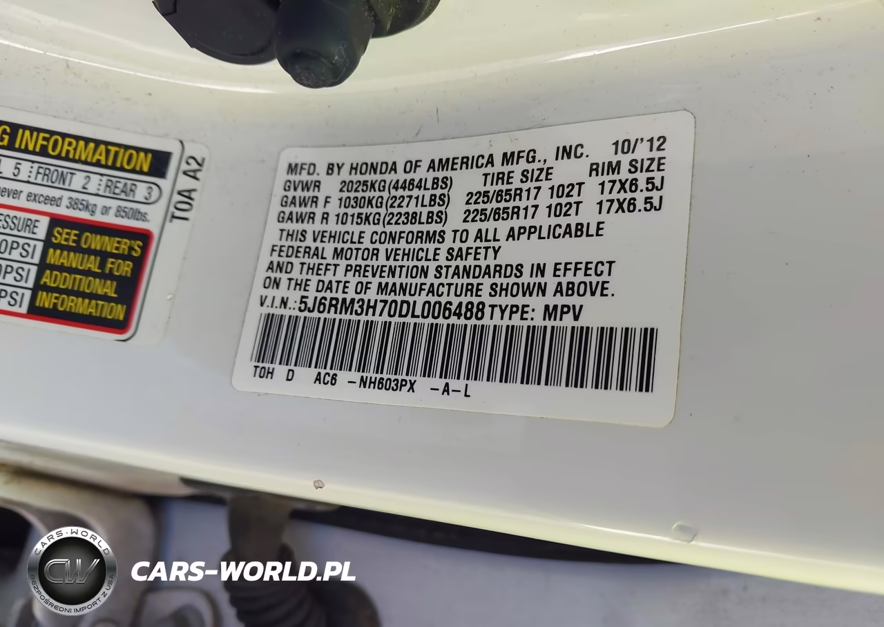 2013 Honda Cr-V Ex-L VIN:5J6RM3H70DL006488 - 9