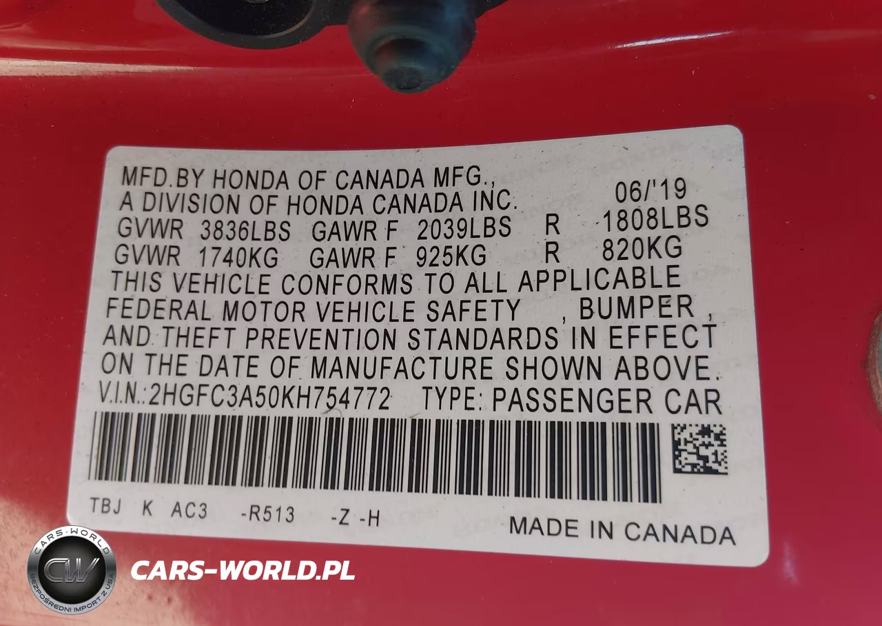 2019 Honda Civic Si VIN:2HGFC3A50KH754772 - 9