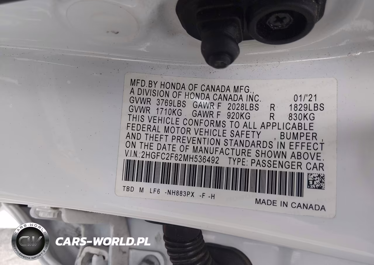 2021 Honda Civic Lx VIN:2HGFC2F62MH536492 - 9