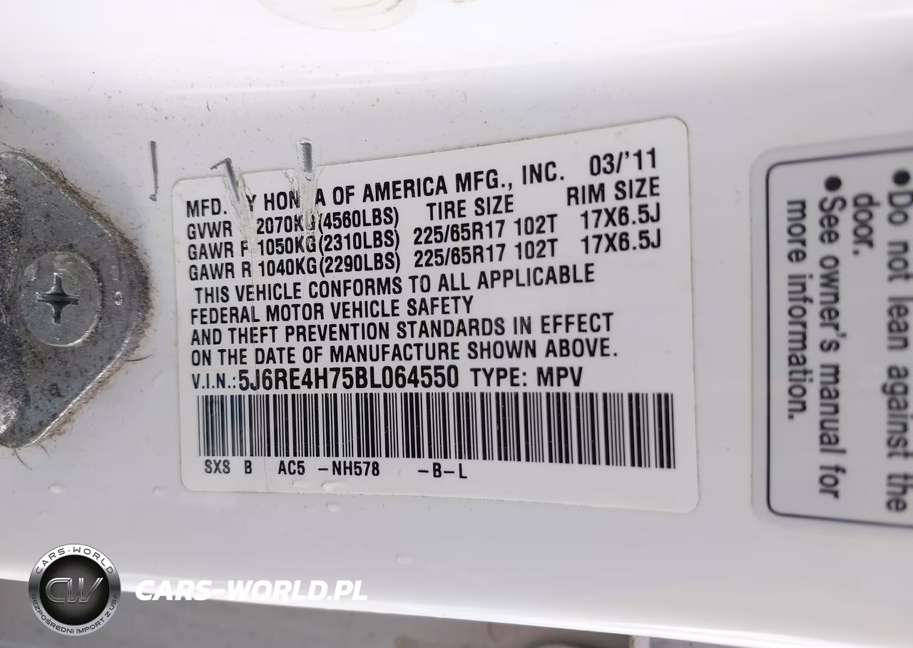 2011 Honda Cr-V Ex-L VIN:5J6RE4H75BL064550 - 9