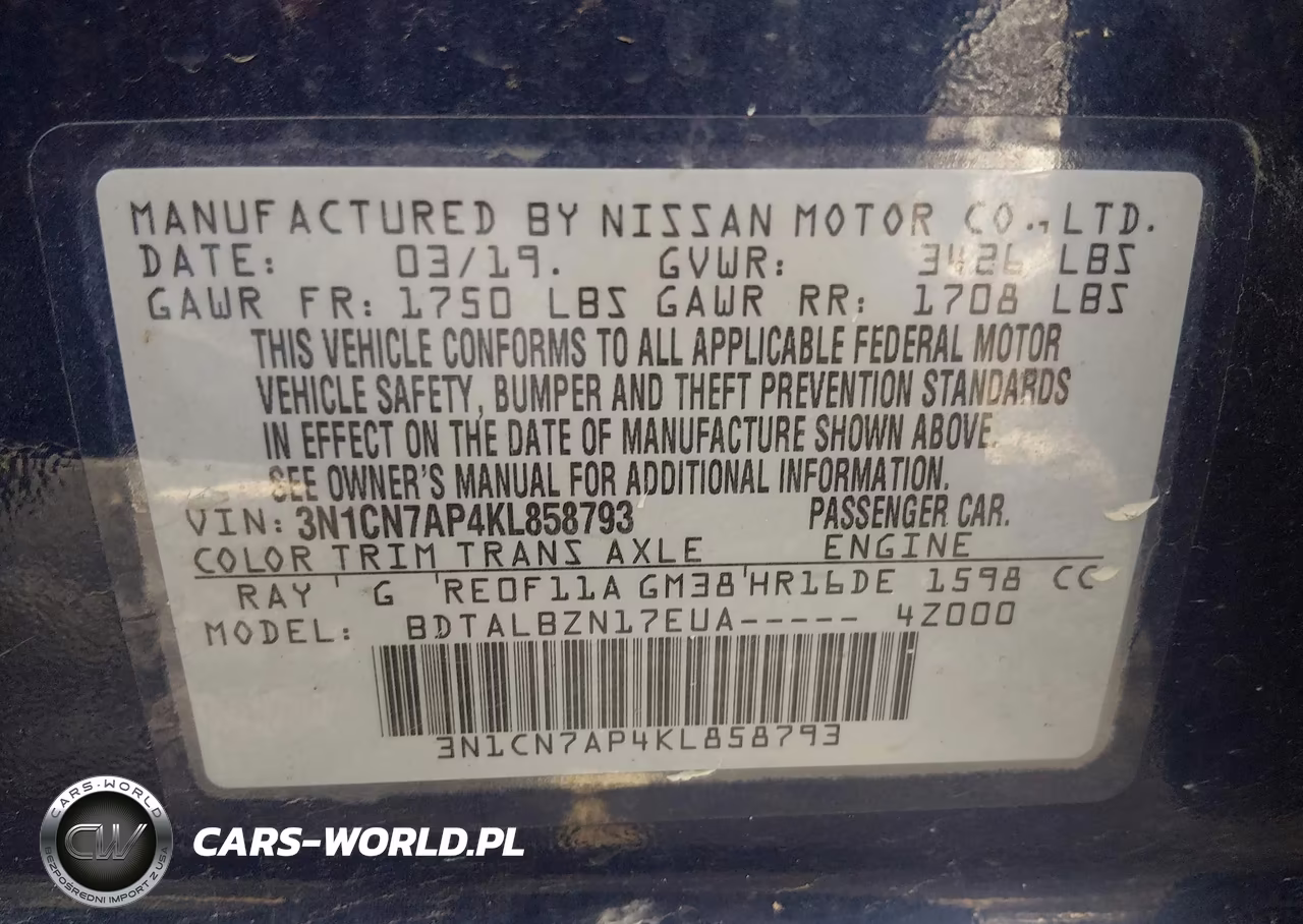 2019 Nissan Versa 1.6 Sv VIN:3N1CN7AP4KL858793 - 9