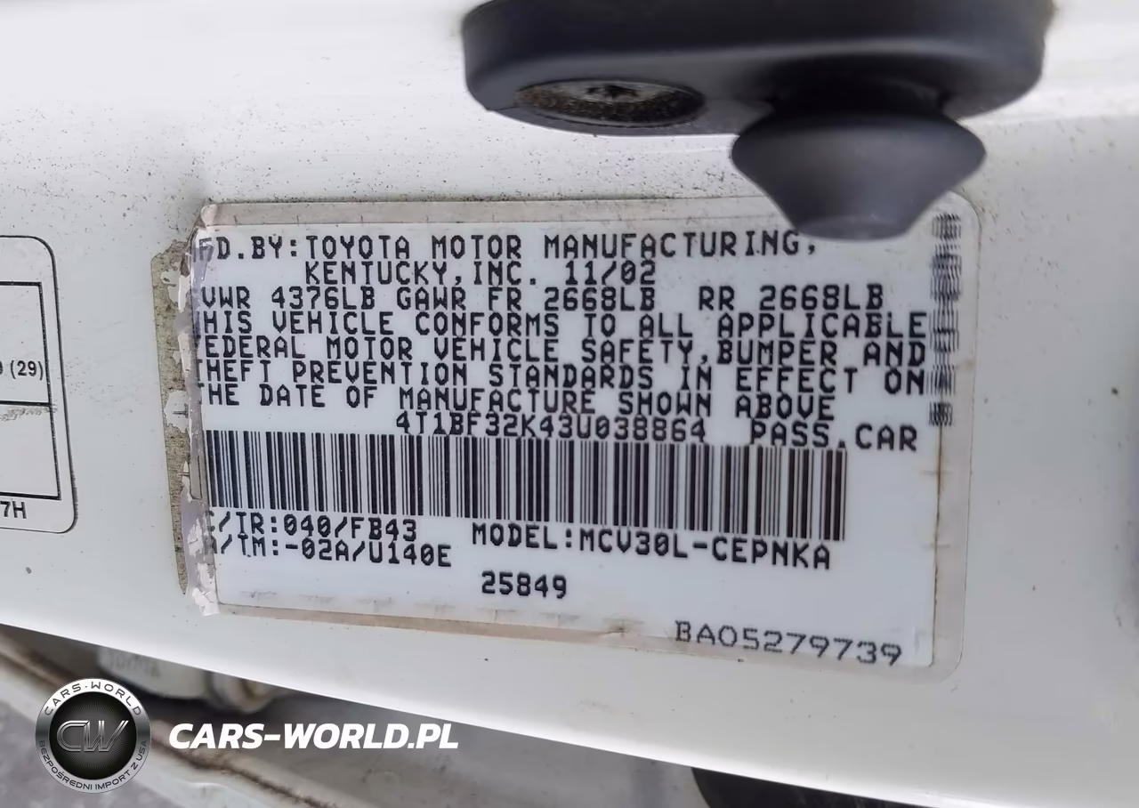 2003 Toyota Camry Le V6 VIN:4T1BF32K43U038864 - 9