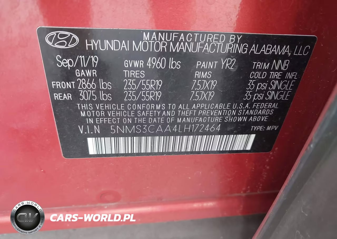 2020 Hyundai Santa Fe Sel 2.0T VIN:5NMS3CAA4LH172464 - 9
