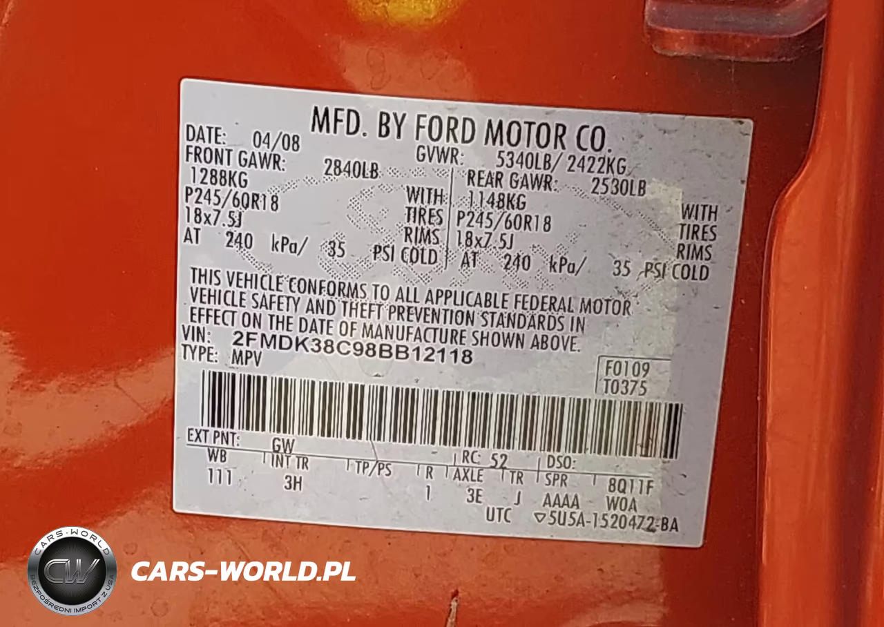 2008 Ford Edge Sel VIN:2FMDK38C98BB12118 - 9