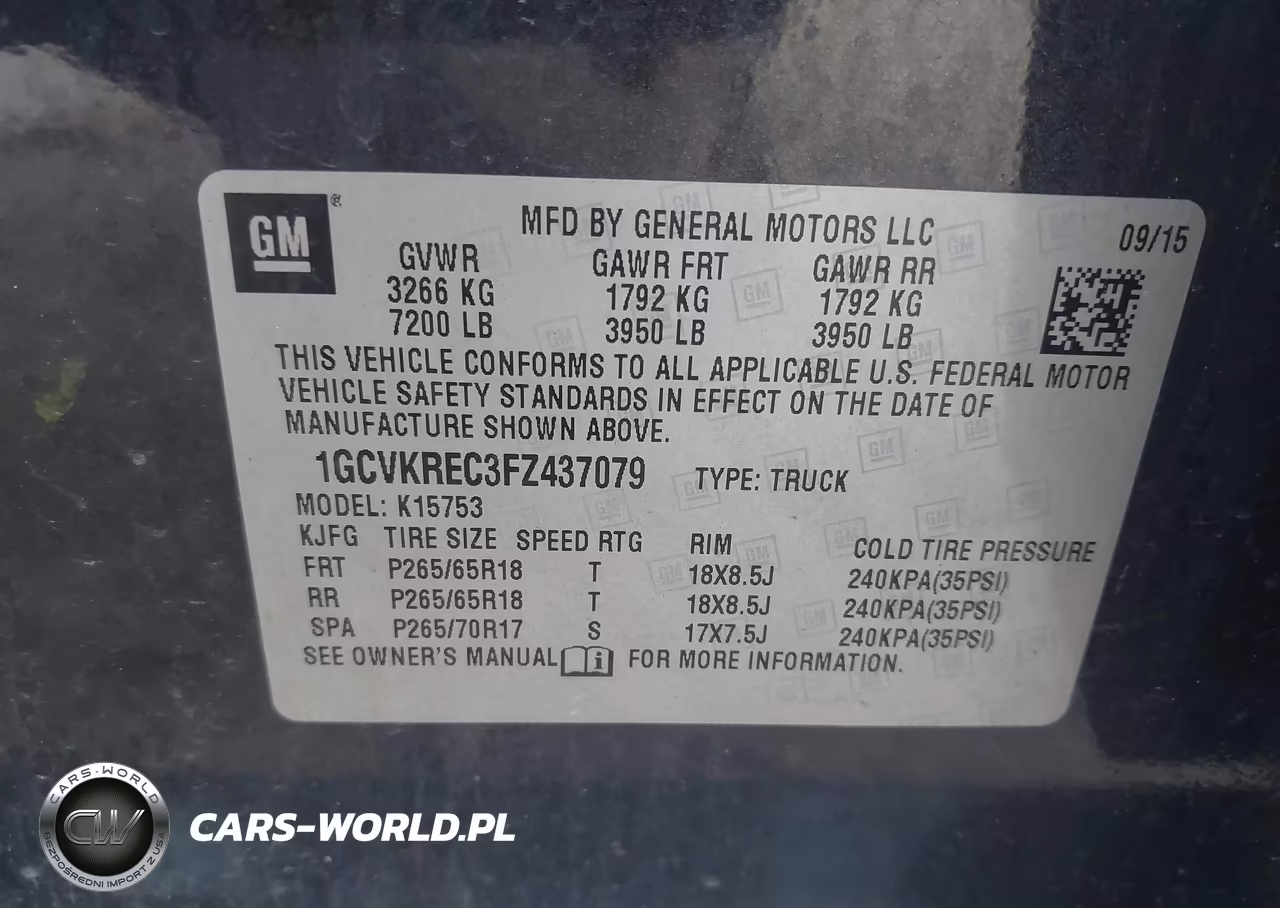 2015 Chevrolet Silverado 1500 2Lt VIN:1GCVKREC3FZ437079 - 9