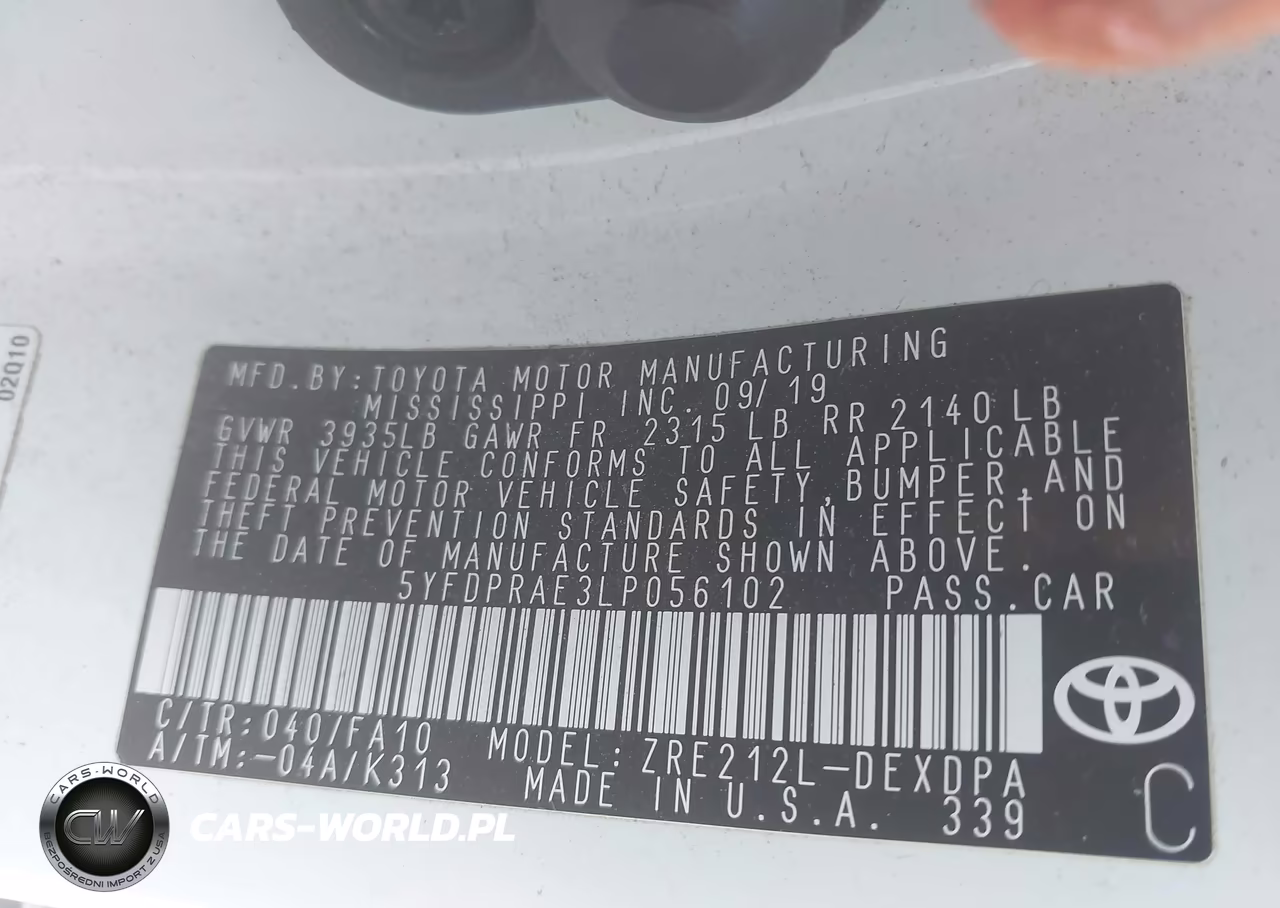 2020 Toyota Corolla L VIN:5YFDPRAE3LP056102 - 9