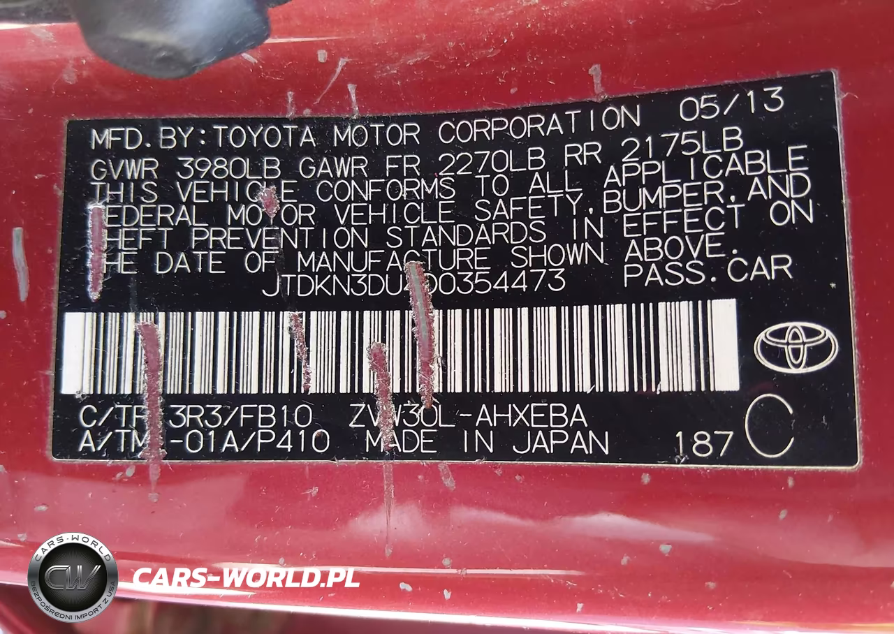 2013 Toyota Prius Two VIN:JTDKN3DU4D0354473 - 9