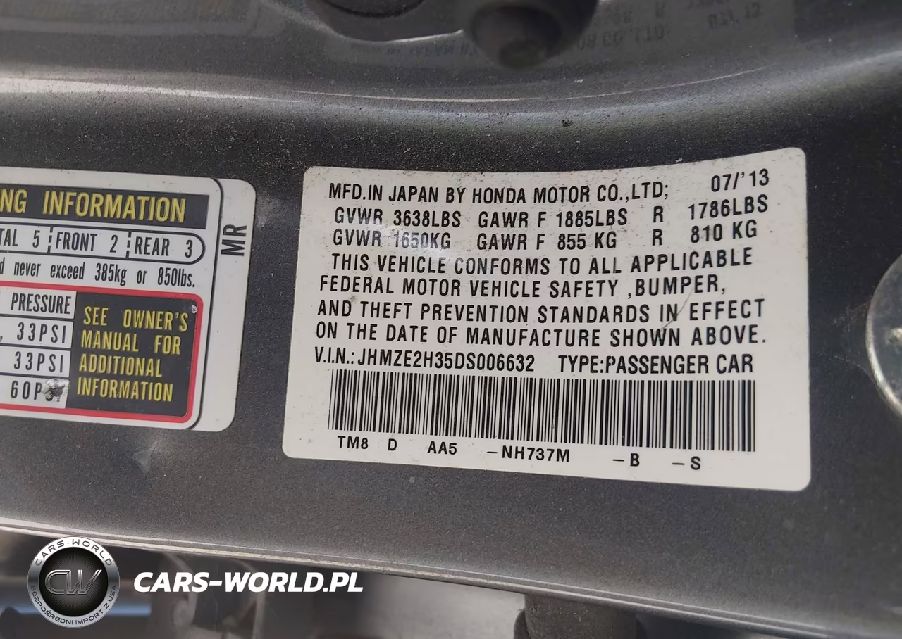 2013 Honda Insight VIN:JHMZE2H35DS006632 - 9