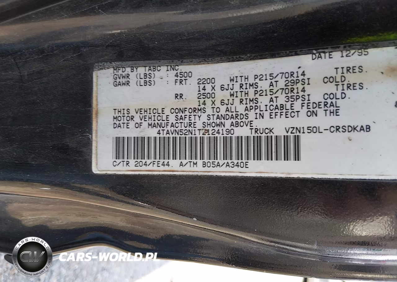 1996 Toyota Tacoma Xtracab VIN:4TAVN52N1TZ124190 - 9