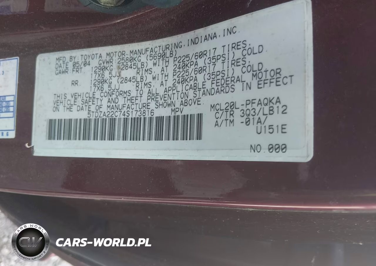 2004 Toyota Sienna Xle Limited VIN:5TDZA22C74S173816 - 9
