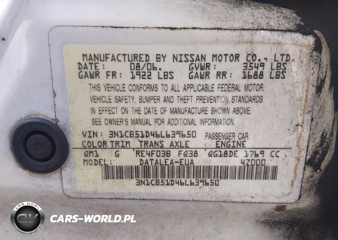 2006 Nissan Sentra 1.8S VIN:3N1CB51D46L639650 - 9