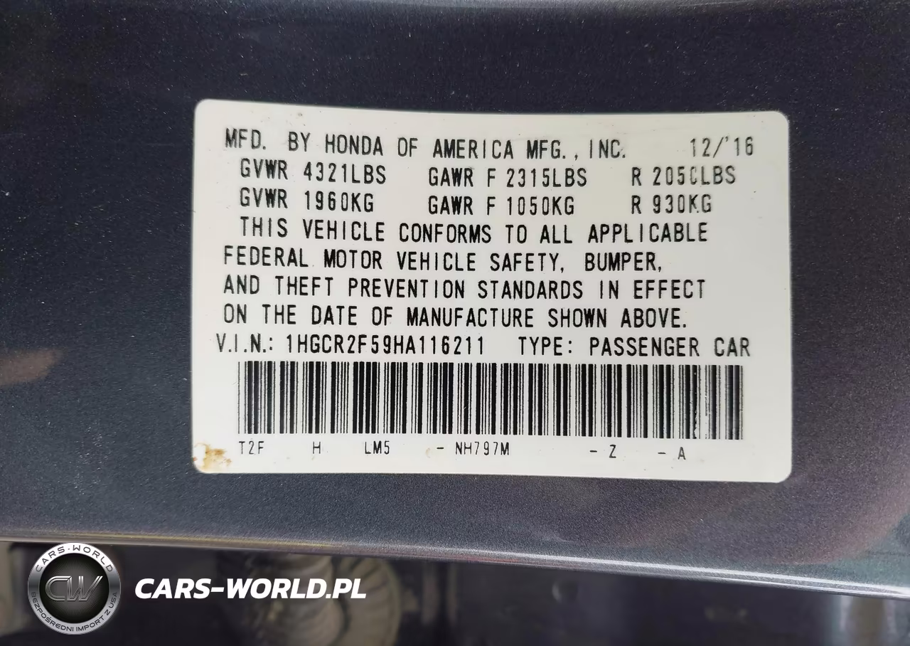 2017 Honda Accord Sport VIN:1HGCR2F59HA116211 - 9