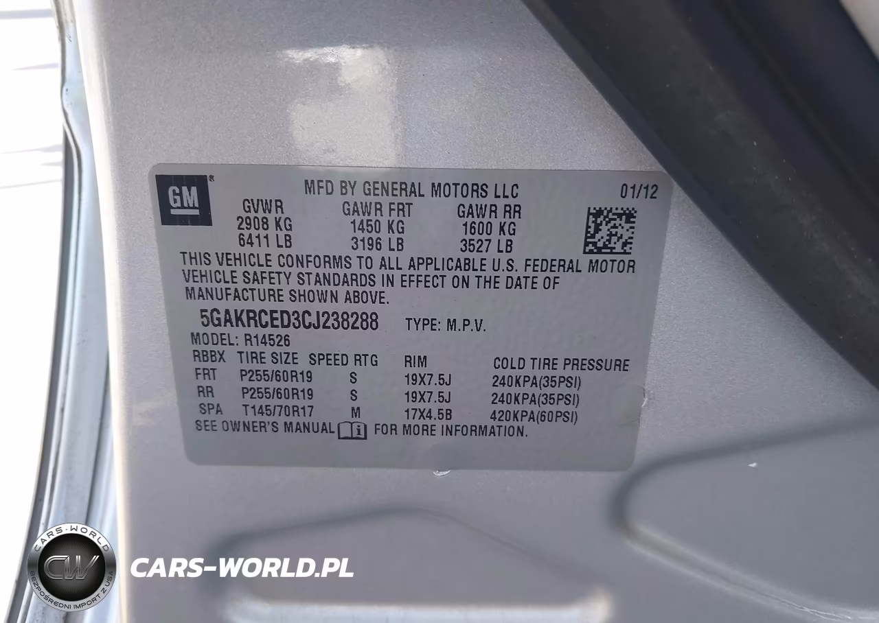 2012 Buick Enclave Leather VIN:5GAKRCED3CJ238288 - 9