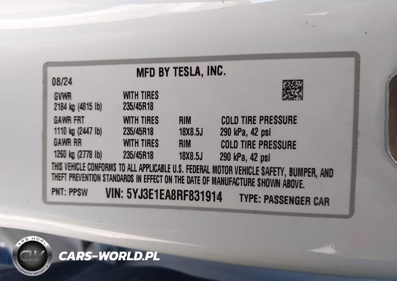 2024 Tesla Model 3 Long Range Dual Motor All-Wheel Drive-Rear-Wheel Drive VIN:5YJ3E1EA8RF831914 - 9