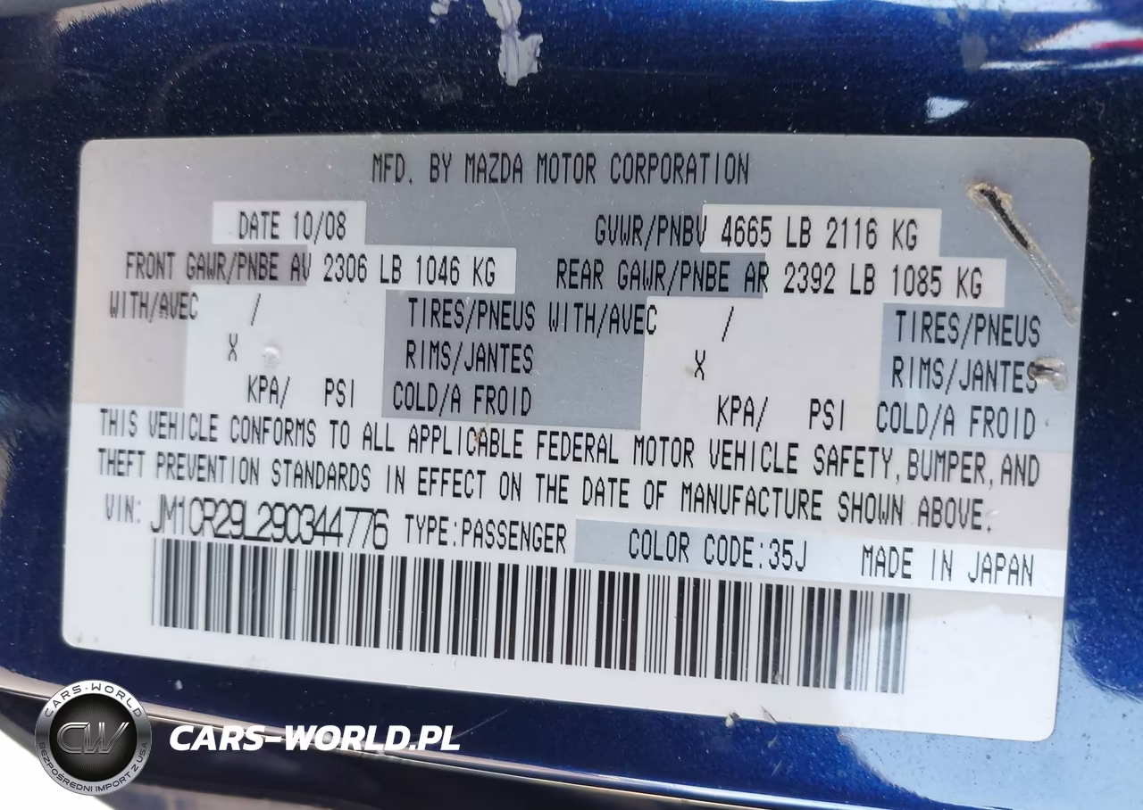 2009 Mazda Mazda5 Sport VIN:JM1CR29L290344776 - 9