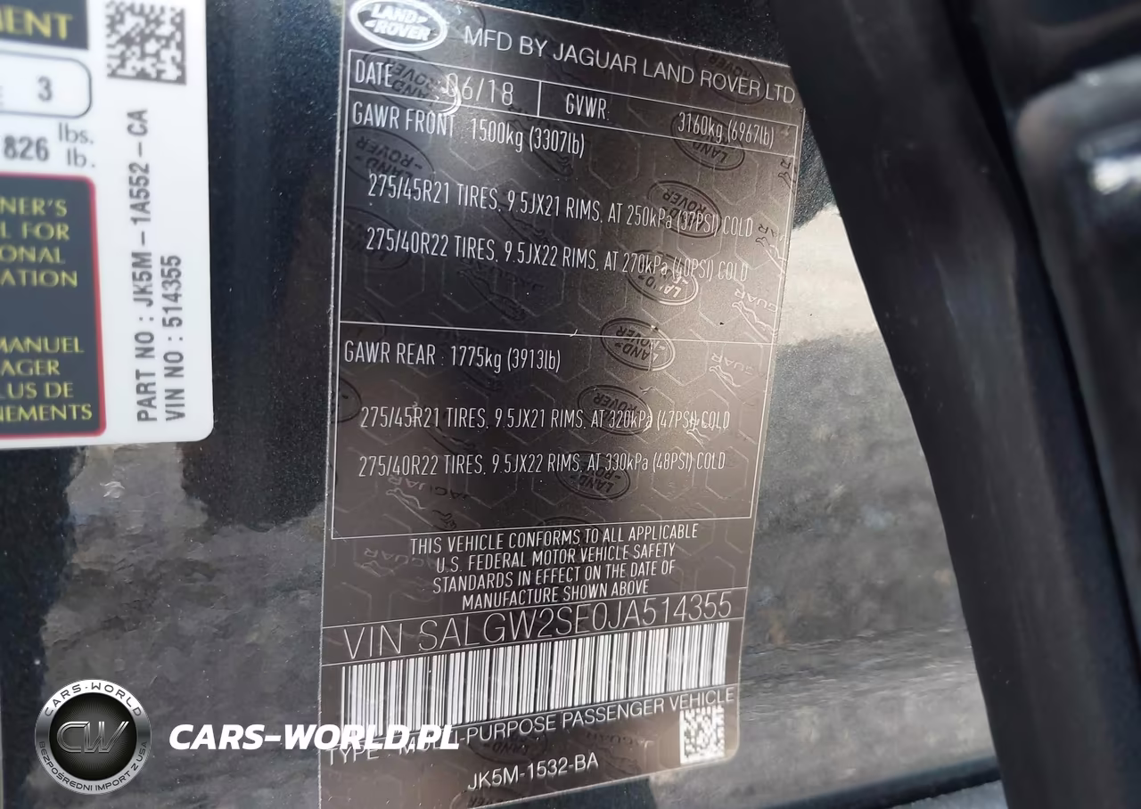 2018 Land Rover Range Rover 5.0L V8 Supercharged Sv Autobiography Dynamic VIN:SALGW2SE0JA514355 - 9