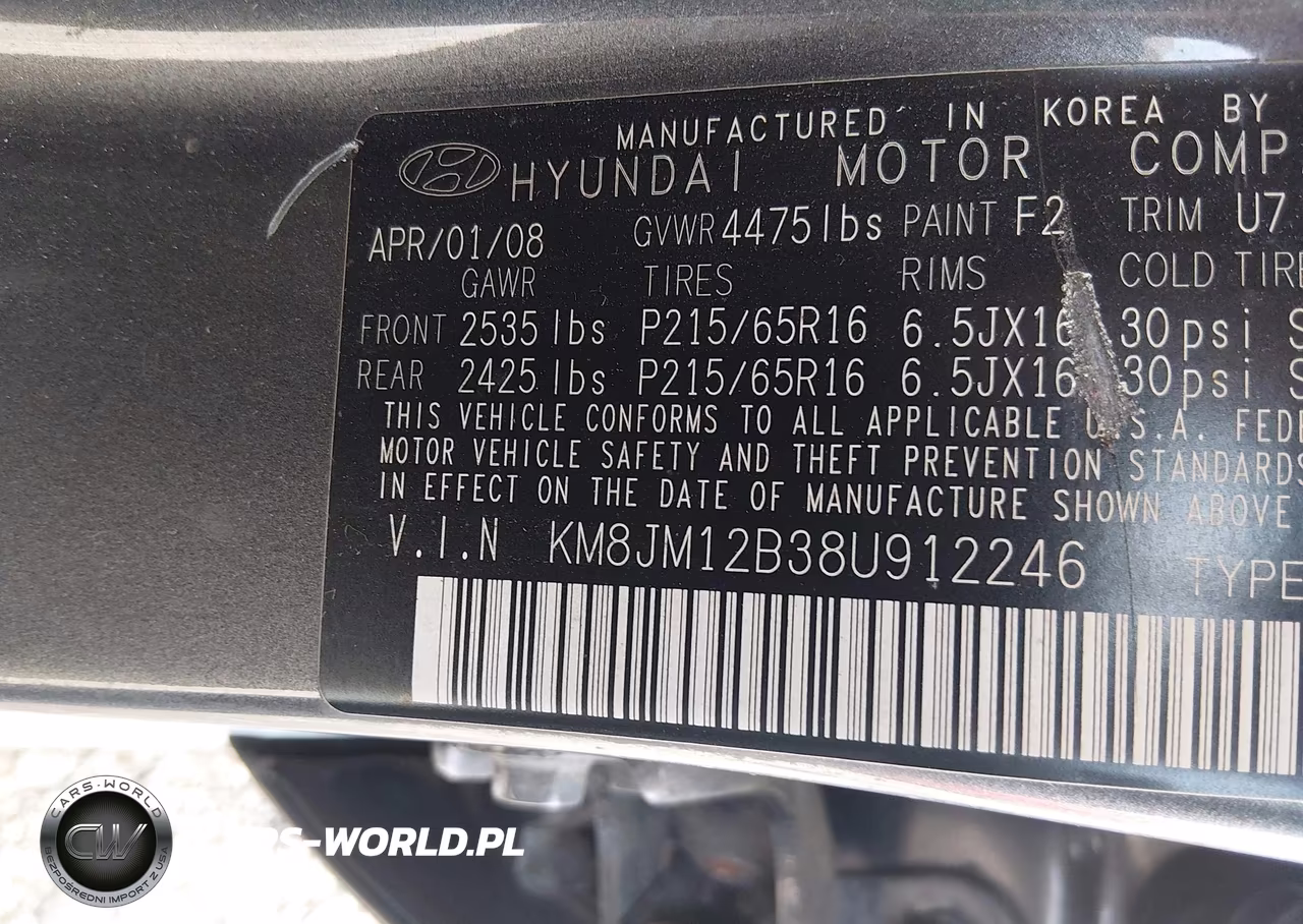 2008 Hyundai Tucson Gls VIN:KM8JM12B38U912246 - 9