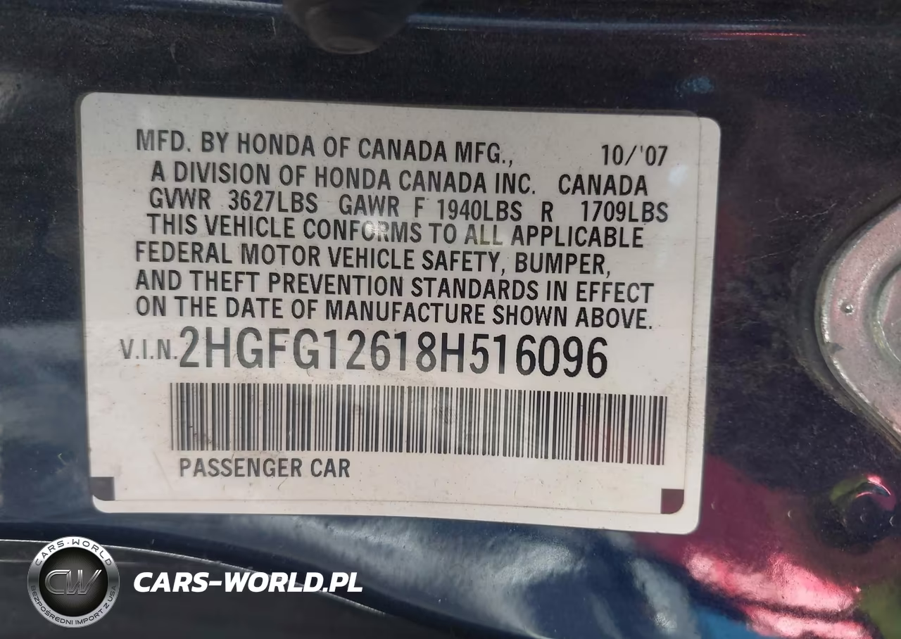 2008 Honda Civic Lx VIN:2HGFG12618H516096 - 9