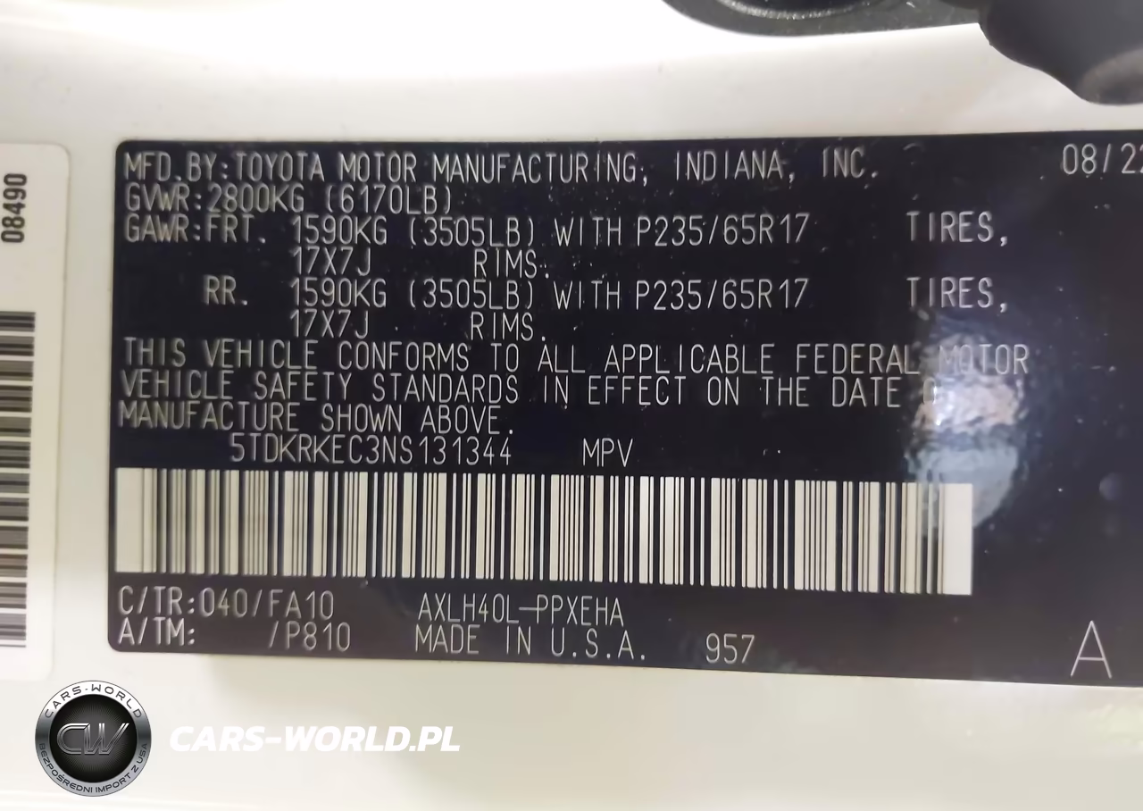2022 Toyota Sienna Le VIN:5TDKRKEC3NS131344 - 9