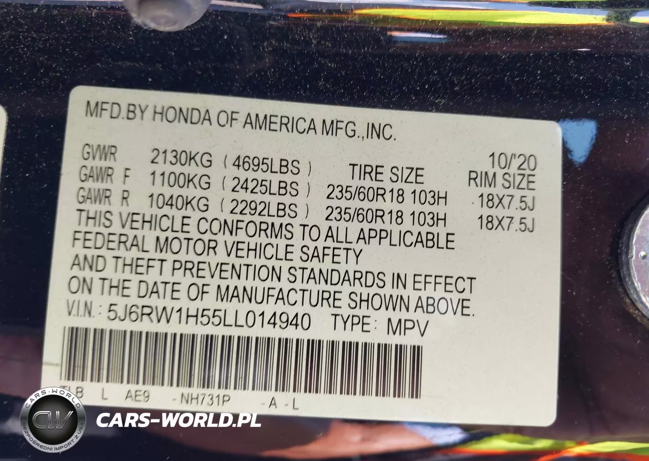 2020 Honda Cr-V 2Wd Ex VIN:5J6RW1H55LL014940 - 9