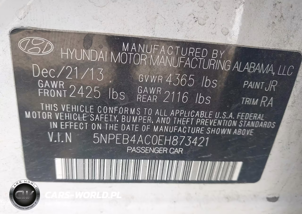 2014 Hyundai Sonata Gls VIN:5NPEB4AC0EH873421 - 9