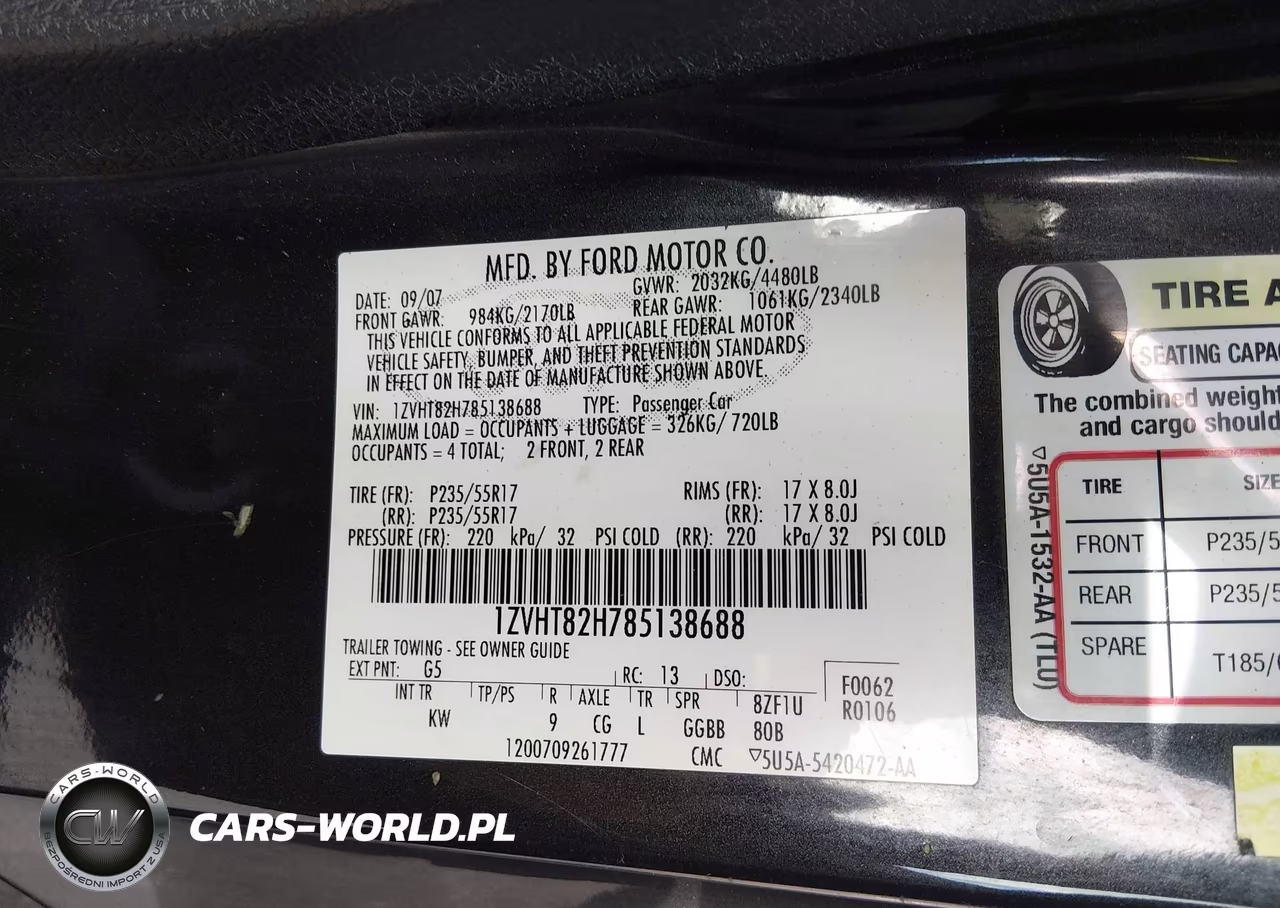 2008 Ford Mustang Gt Deluxe-Gt Premium VIN:1ZVHT82H785138688 - 9