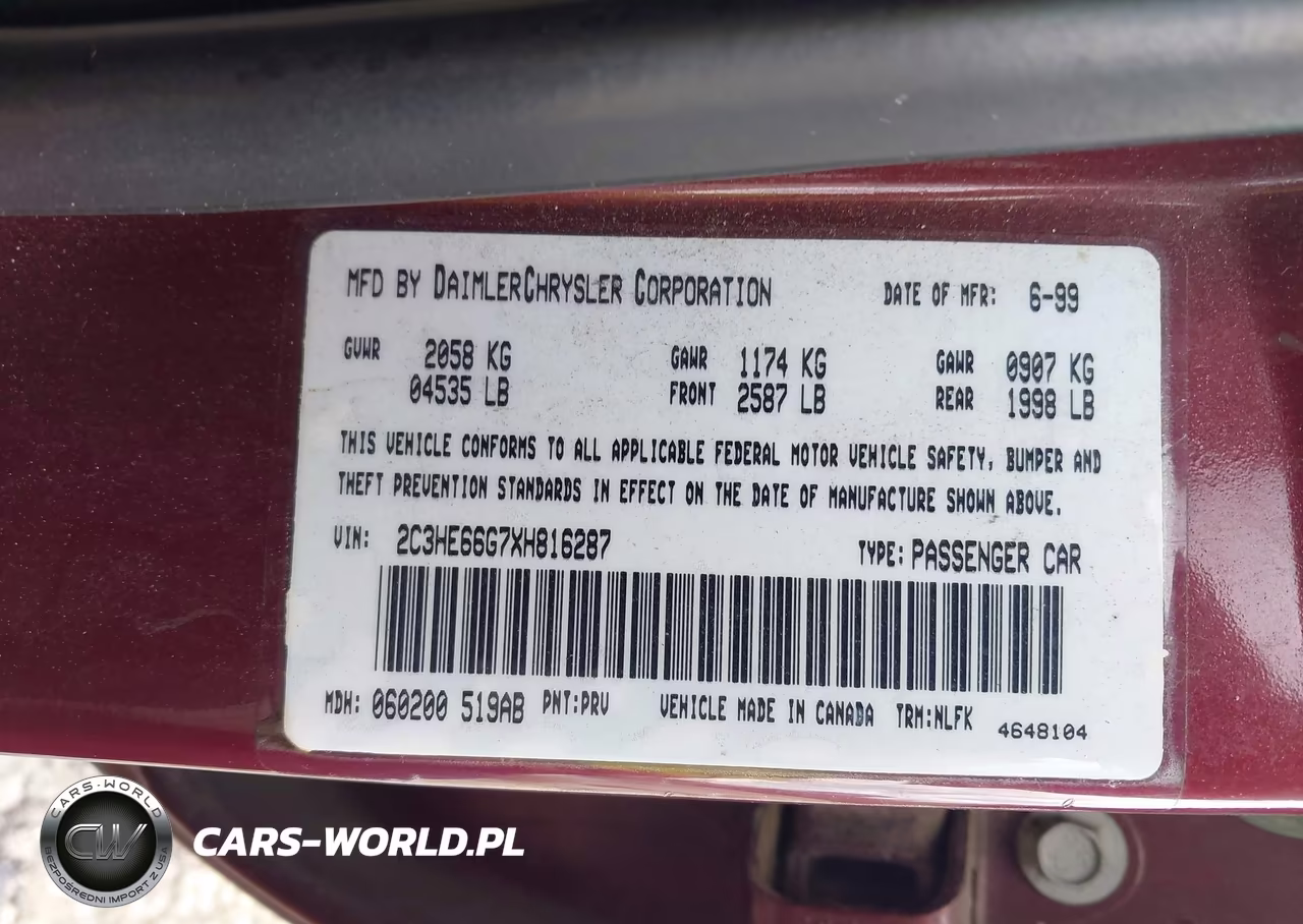 1999 Chrysler 300M VIN:2C3HE66G7XH816287 - 9