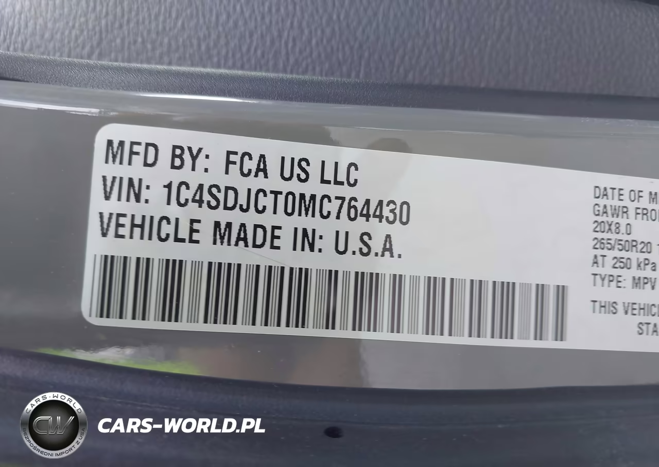 2021 Dodge Durango R-T Awd VIN:1C4SDJCT0MC764430 - 9